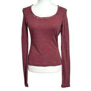 Y2K Energie Knit Top Rose With Lace-Trimmed Scoop Neckline Womens XL Polyester &